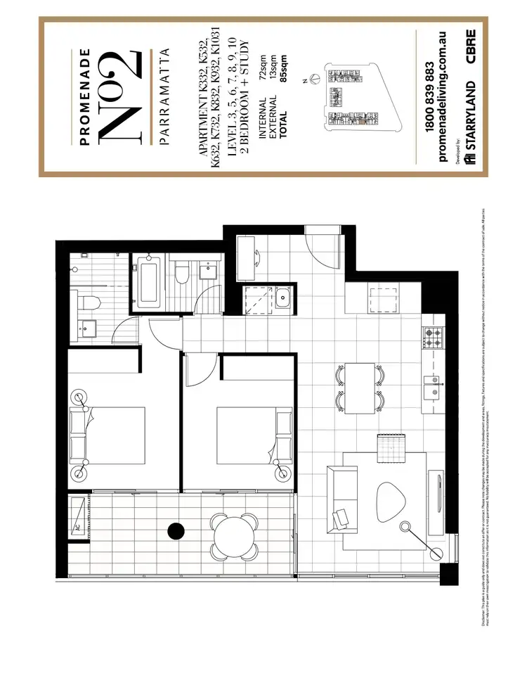 Floorplan of Homely apartment listing, 832/2K Morton Street, Parramatta NSW 2150