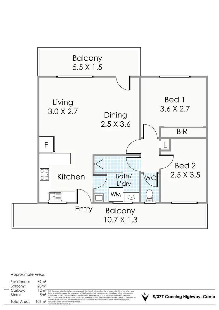 Floorplan of Homely unit listing, 5/377 Canning Highway, Como WA 6152
