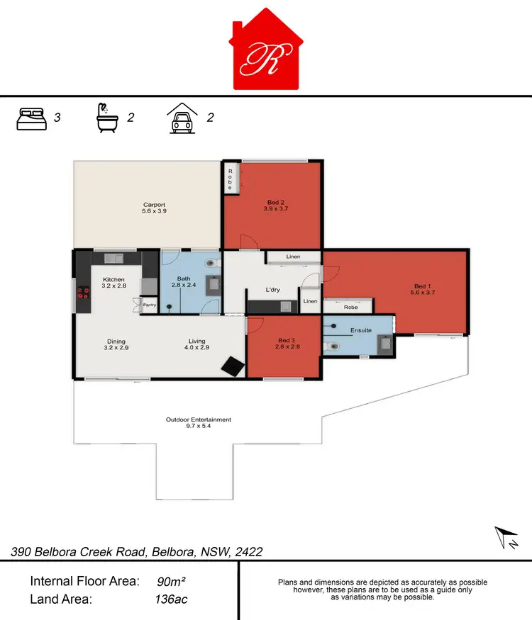 Floorplan of Homely rural property listing, 390 Belbora Creek Road, Belbora NSW 2422