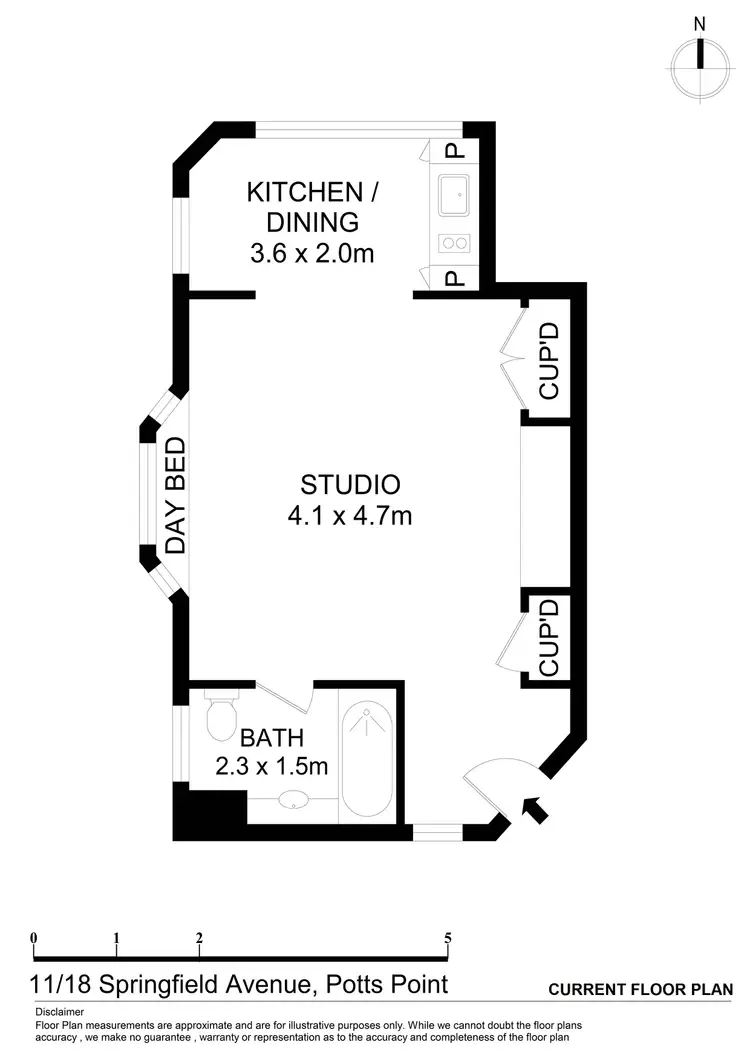 Floorplan of Homely studio listing, 11/18 Springfield Avenue, Potts Point NSW 2011