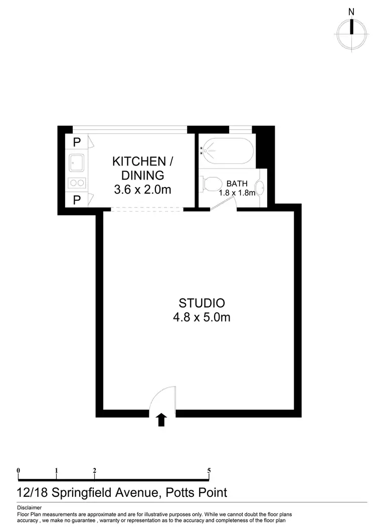 Floorplan of Homely studio listing, 12/18 Springfield Avenue, Potts Point NSW 2011