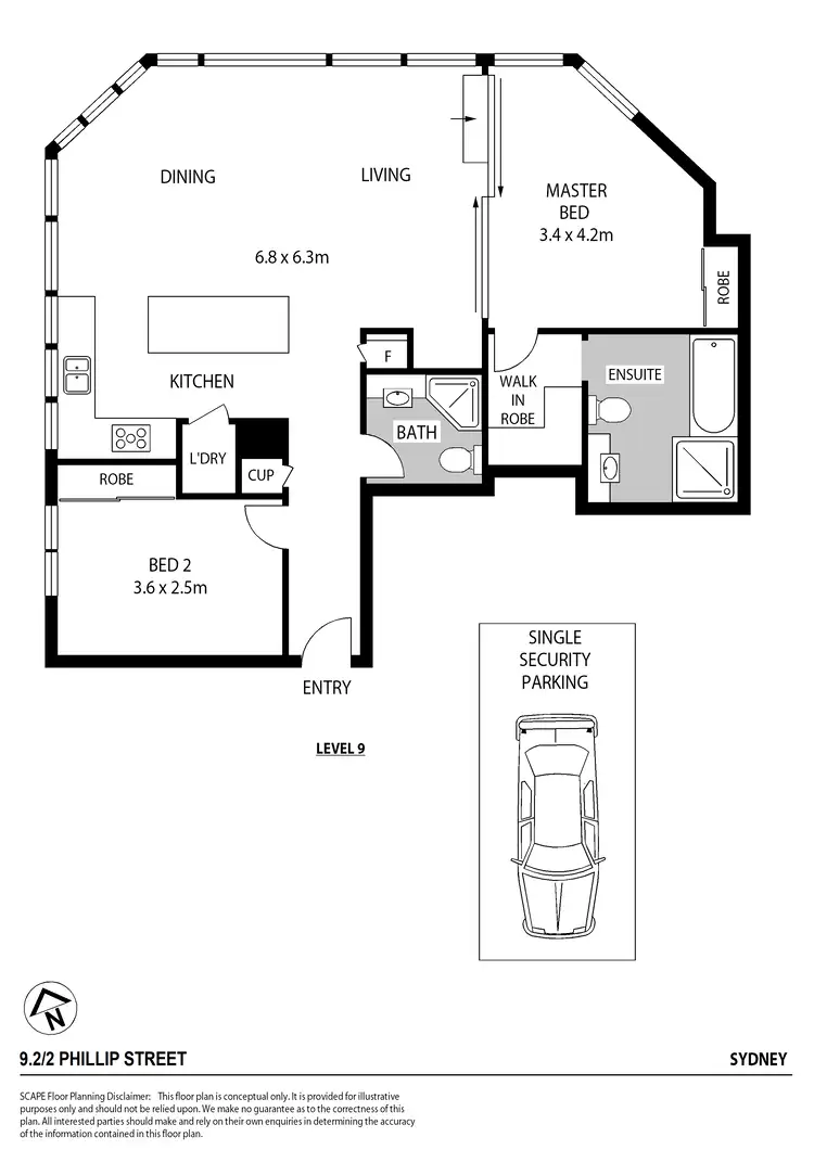 Floorplan of Homely apartment listing, 9.2/2 Phillip Street, Sydney NSW 2000