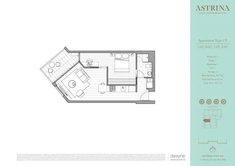 Floorplan of Homely apartment listing, 507/5-7 Irving Avenue, Box Hill VIC 3128