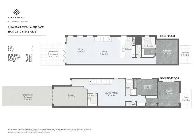 Floorplan of Homely semi-detached listing, 1/14 Gardenia Grove, Burleigh Heads QLD 4220