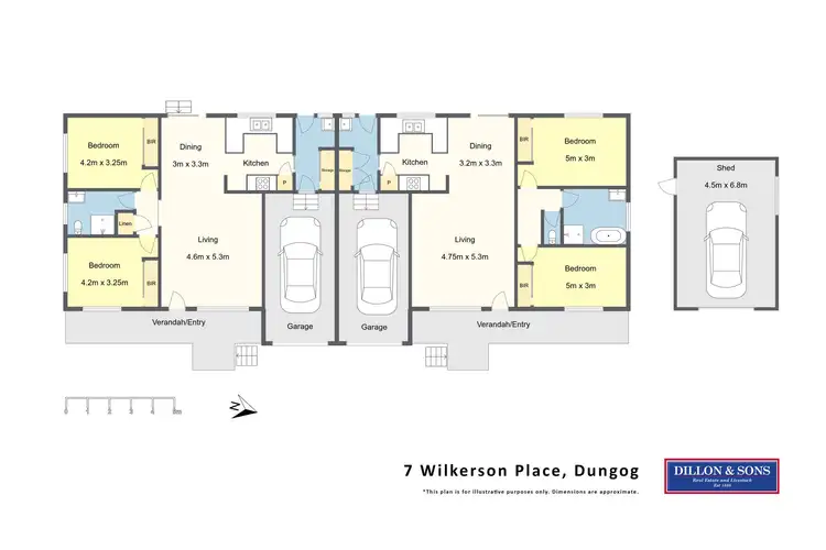 Floorplan of Homely semi-detached listing, 7 & 7A Wilkerson Place, Dungog NSW 2420