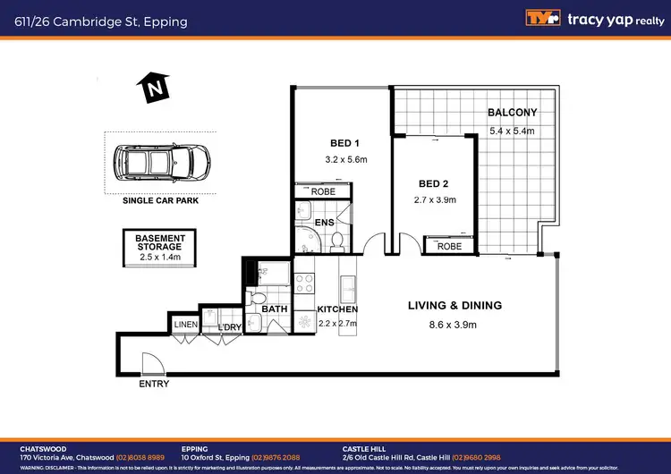 Floorplan of Homely apartment listing, 611/26 Cambridge Street, Epping NSW 2121