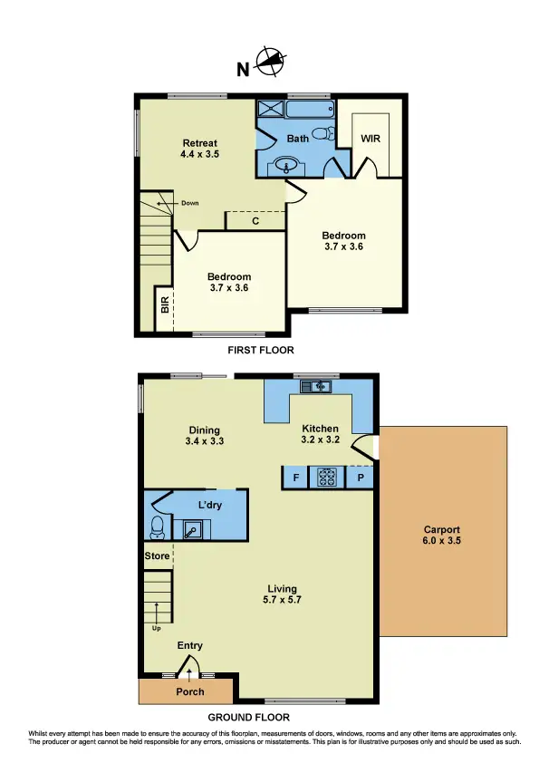 Floorplan of Homely townhouse listing, 2/16 Yewers Street, Sunshine VIC 3020