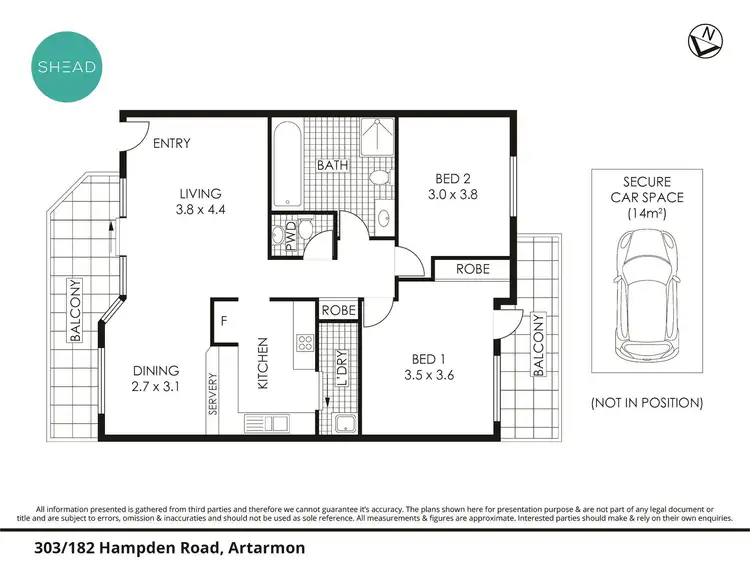 Floorplan of Homely apartment listing, 303/182-190 Hampden Road, Artarmon NSW 2064