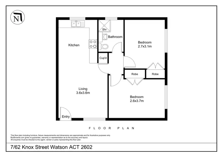 Floorplan of Homely unit listing, 7/62 Knox Street, Watson ACT 2602