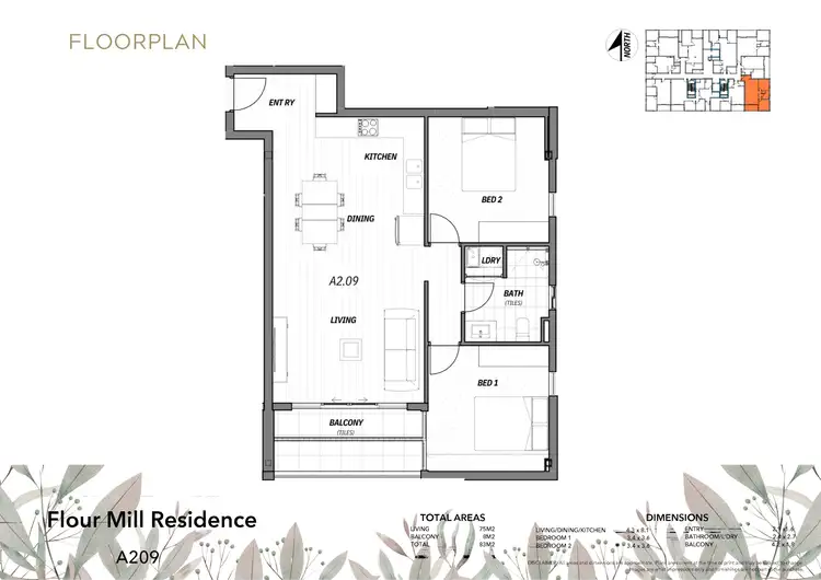 Floorplan of Homely apartment listing, A209/95 Hackney Road, Hackney SA 5069