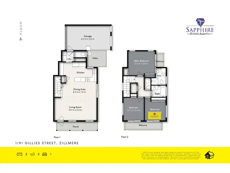 Floorplan of Homely townhouse listing, 1/91 Gillies Street, Zillmere QLD 4034