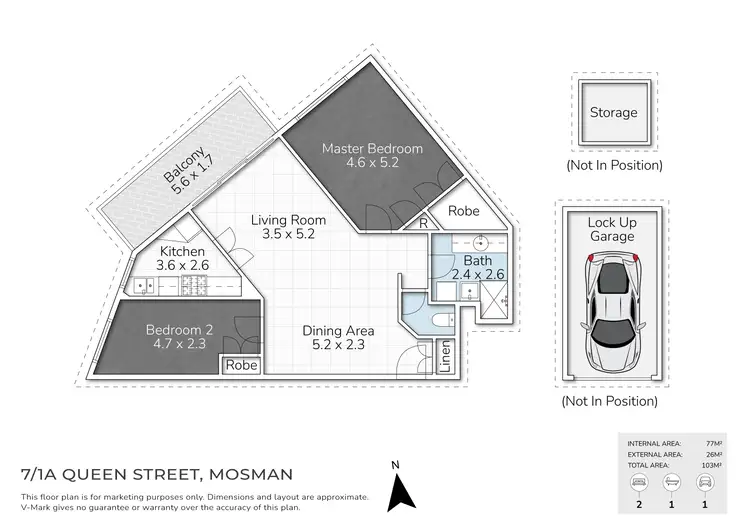 Floorplan of Homely unit listing, 7/1a Queen Street, Mosman NSW 2088