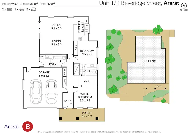 Floorplan of Homely unit listing, 1/2 Beveridge Street, Ararat VIC 3377
