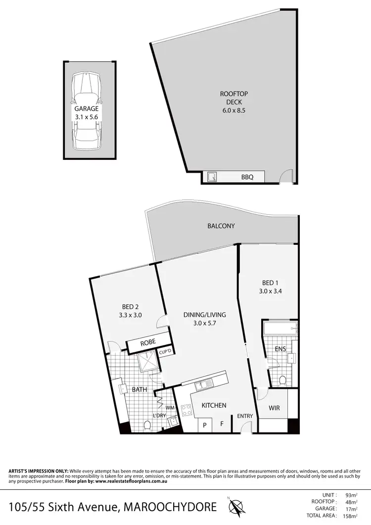 Floorplan of Homely unit listing, 105/55 Sixth Avenue, Maroochydore QLD 4558