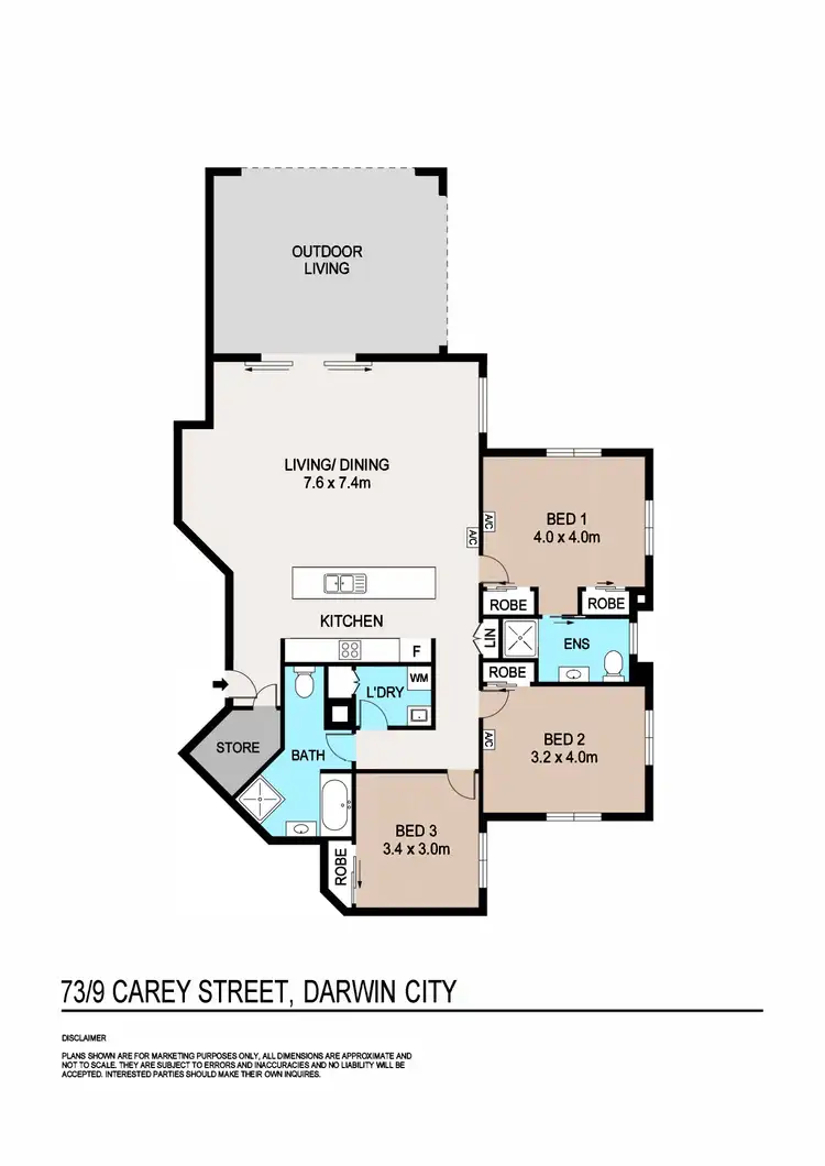 Floorplan of Homely unit listing, 73/9 Carey Street, Darwin City NT 800