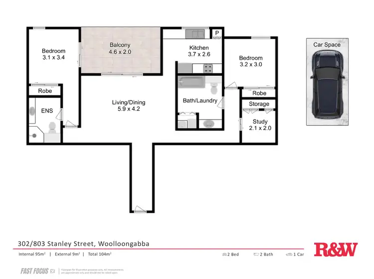 Floorplan of Homely apartment listing, 302/803 Stanley Street, Woolloongabba QLD 4102
