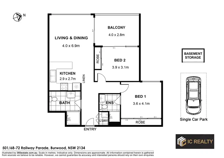 Floorplan of Homely apartment listing, 501/68-72 Railway Parade, Burwood NSW 2134