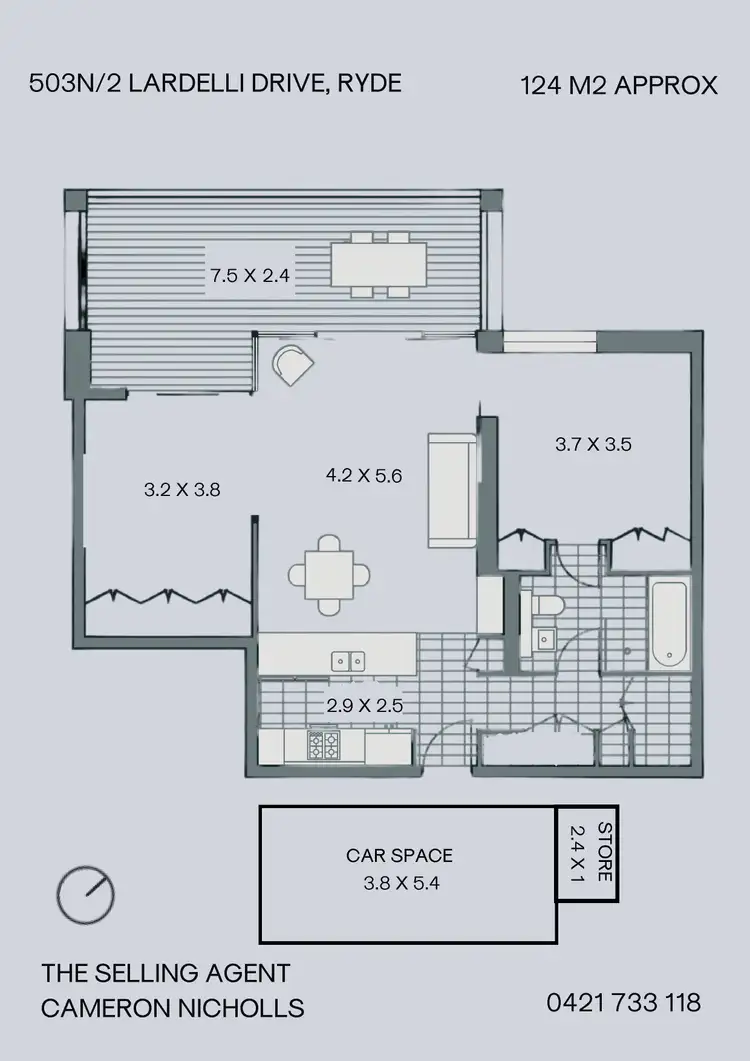Floorplan of Homely apartment listing, 503N/2 Lardelli Drive, Ryde NSW 2112