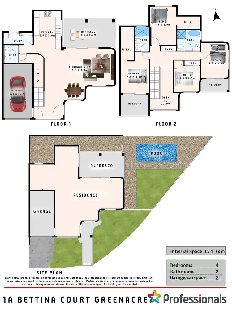 Floorplan of Homely semi-detached listing, 1A Bettina Court, Greenacre NSW 2190