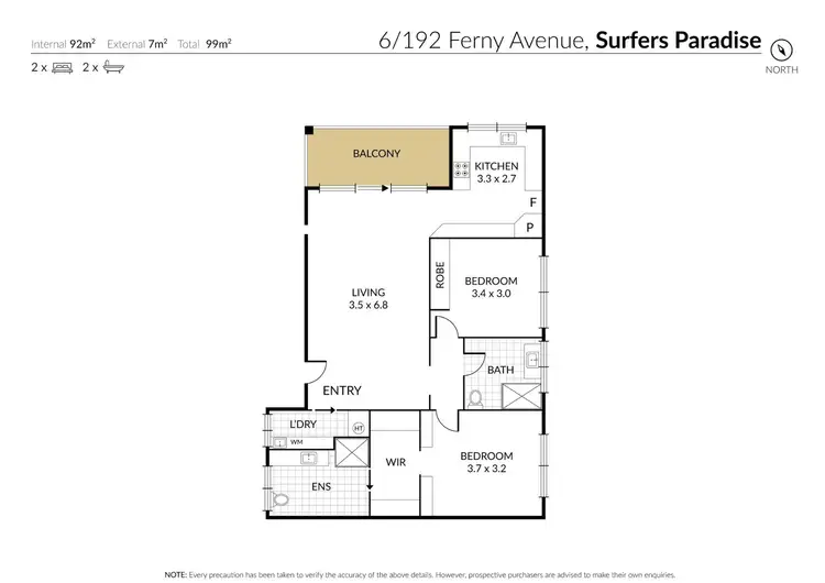 Floorplan of Homely unit listing, 6/192 Ferny Avenue, Surfers Paradise QLD 4217