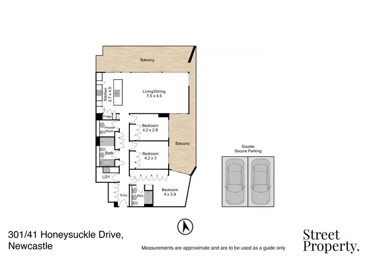 Floorplan of Homely apartment listing, 301/41 Honeysuckle Drive, Newcastle NSW 2300