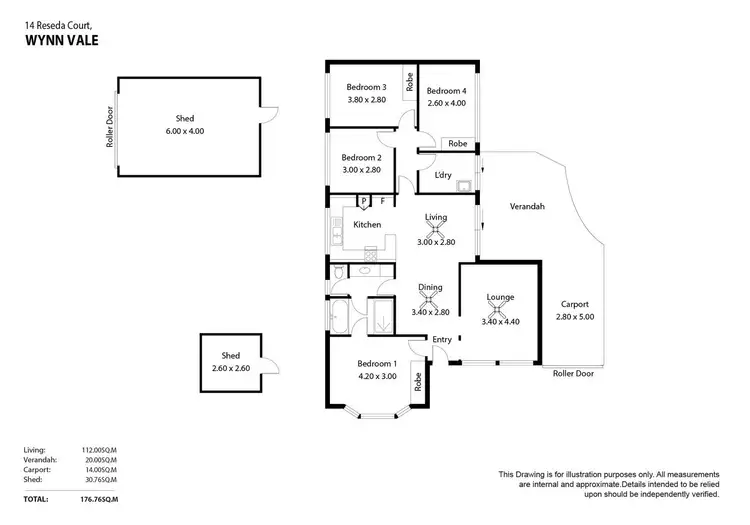 Floorplan of Homely house listing, 14 Reseda Court, Wynn Vale SA 5127