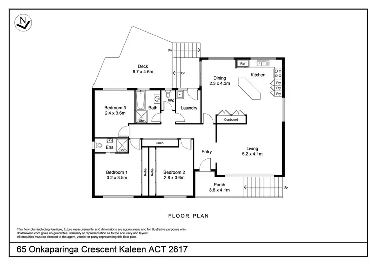 Floorplan of Homely house listing, 65 Onkaparinga Crescent, Kaleen ACT 2617