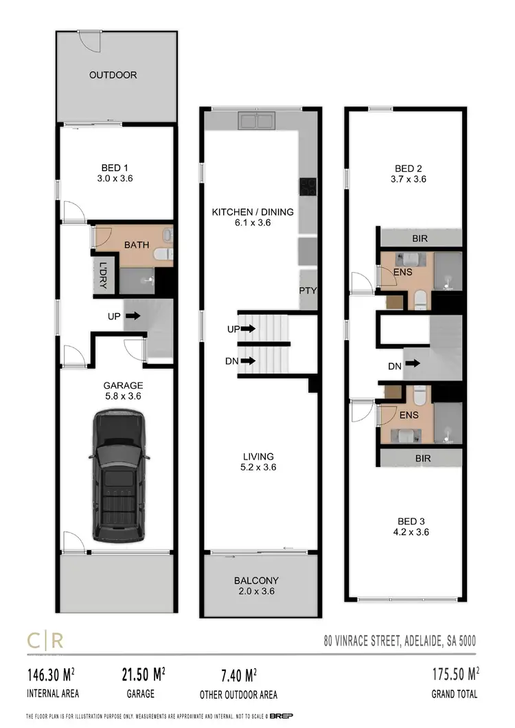 Floorplan of Homely townhouse listing, 80 Vinrace Street, Adelaide SA 5000