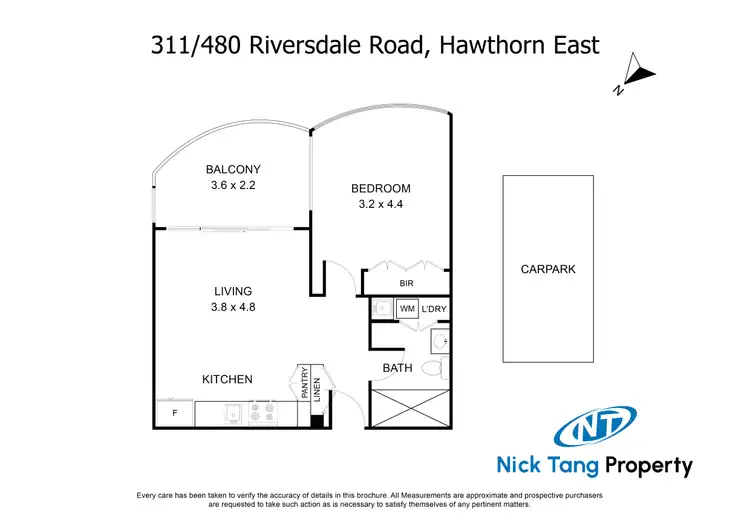 Floorplan of Homely apartment listing, 311/480 Riversdale Road, Hawthorn East VIC 3123