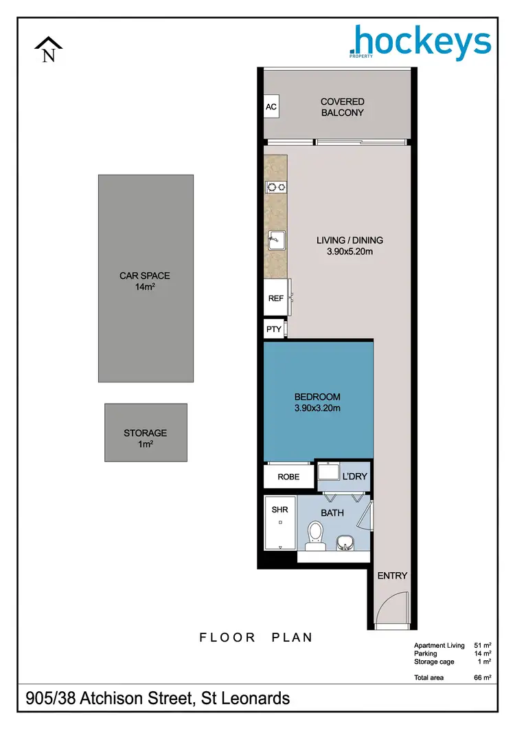 Floorplan of Homely studio listing, 905/38 Atchison Street, St Leonards NSW 2065
