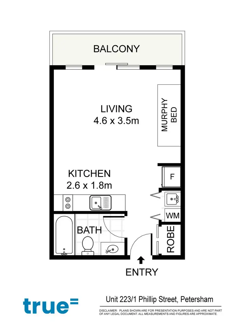 Floorplan of Homely studio listing, 223/1 Phillip Street, Petersham NSW 2049