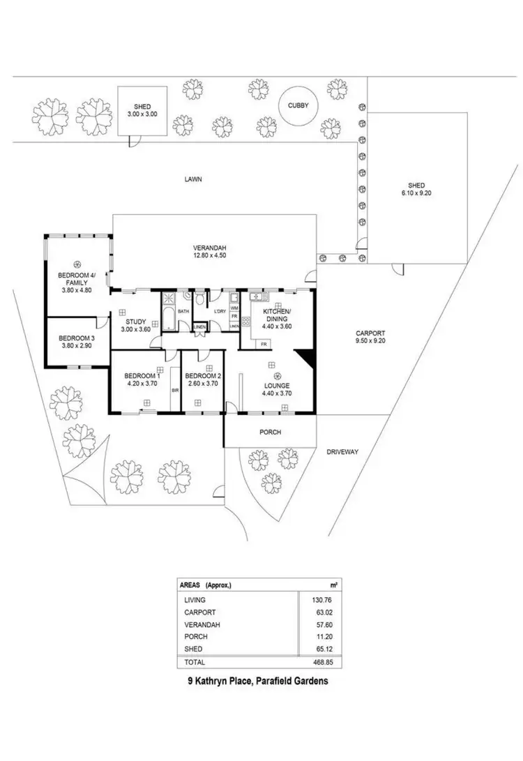 Floorplan of Homely house listing, 9 Kathryn Place, Parafield Gardens SA 5107