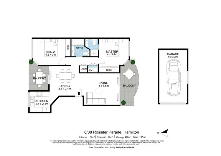Floorplan of Homely apartment listing, 6/38 Rossiter Parade, Hamilton QLD 4007