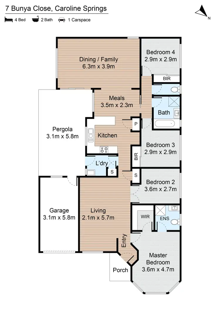 Floorplan of Homely house listing, 7 Bunya Close, Caroline Springs VIC 3023