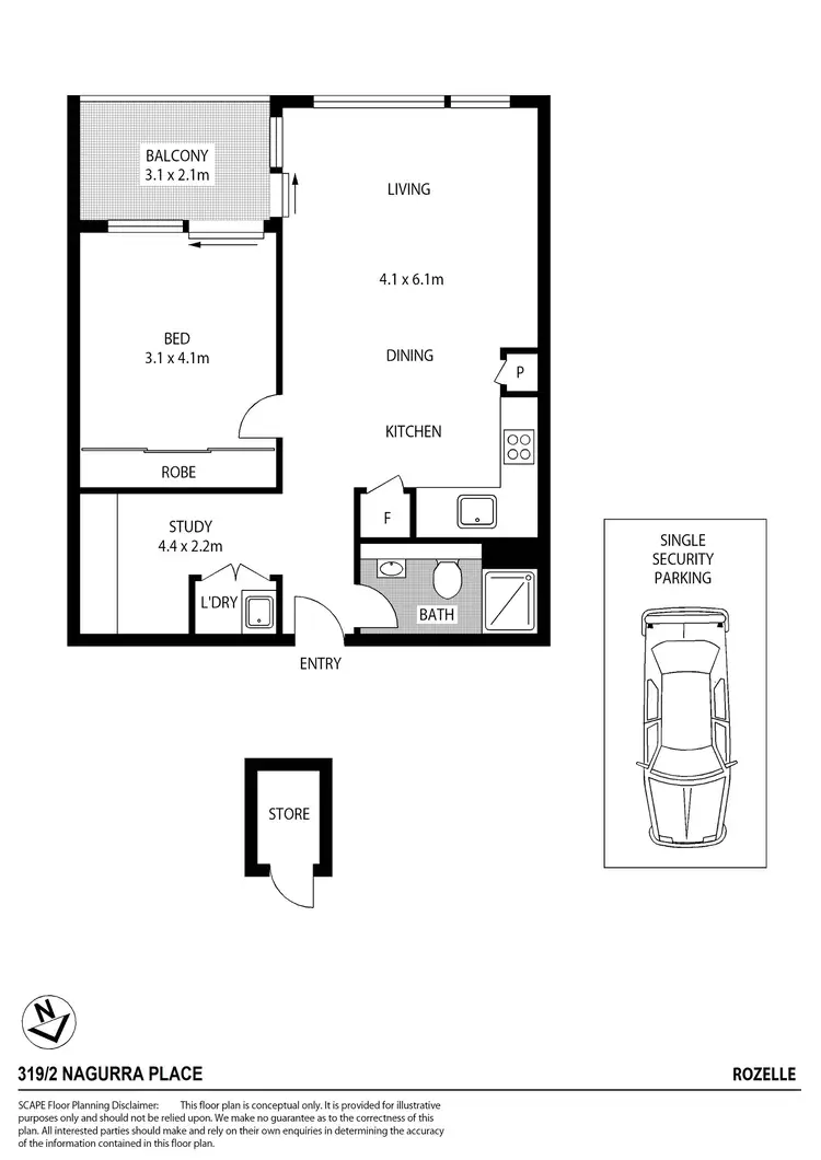 Floorplan of Homely apartment listing, 319/2 Nagurra Place, Rozelle NSW 2039