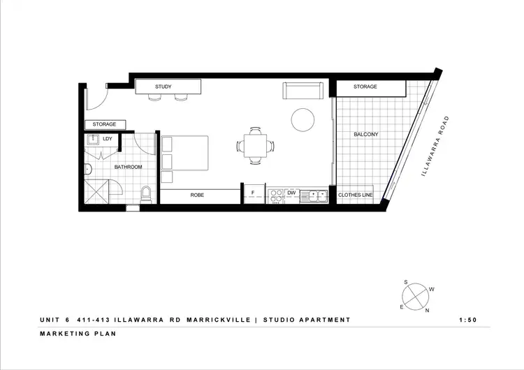 Floorplan of Homely studio listing, 6/411-413 Illawarra Road, Marrickville NSW 2204