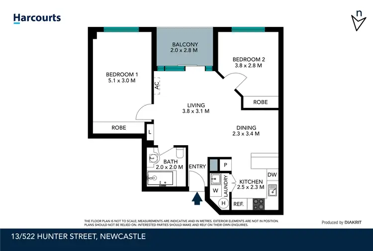 Floorplan of Homely unit listing, 13/522 Hunter Street, Newcastle NSW 2300