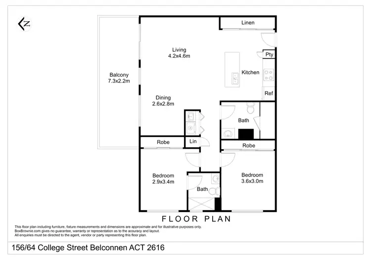 Floorplan of Homely apartment listing, 156/64 College Street, Belconnen ACT 2617