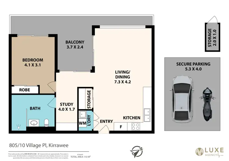 Floorplan of Homely apartment listing, Level 8/805/10 Village Place, Kirrawee NSW 2232