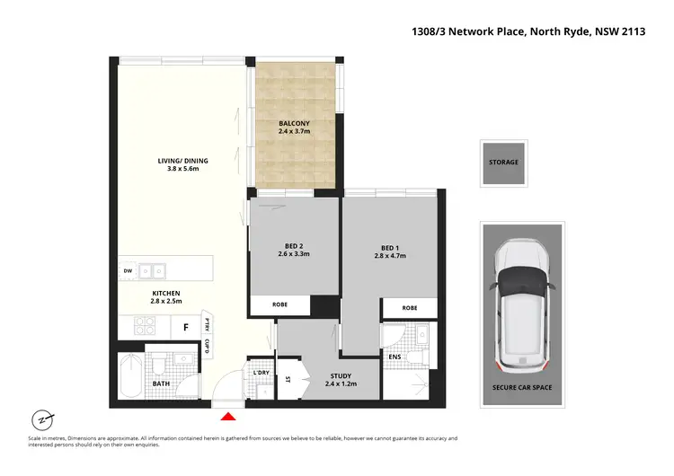 Floorplan of Homely apartment listing, 1308/3 Network Place, North Ryde NSW 2113