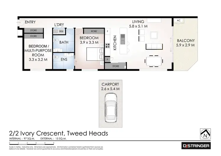 Floorplan of Homely unit listing, 2/2 Ivory Crescent, Tweed Heads NSW 2485