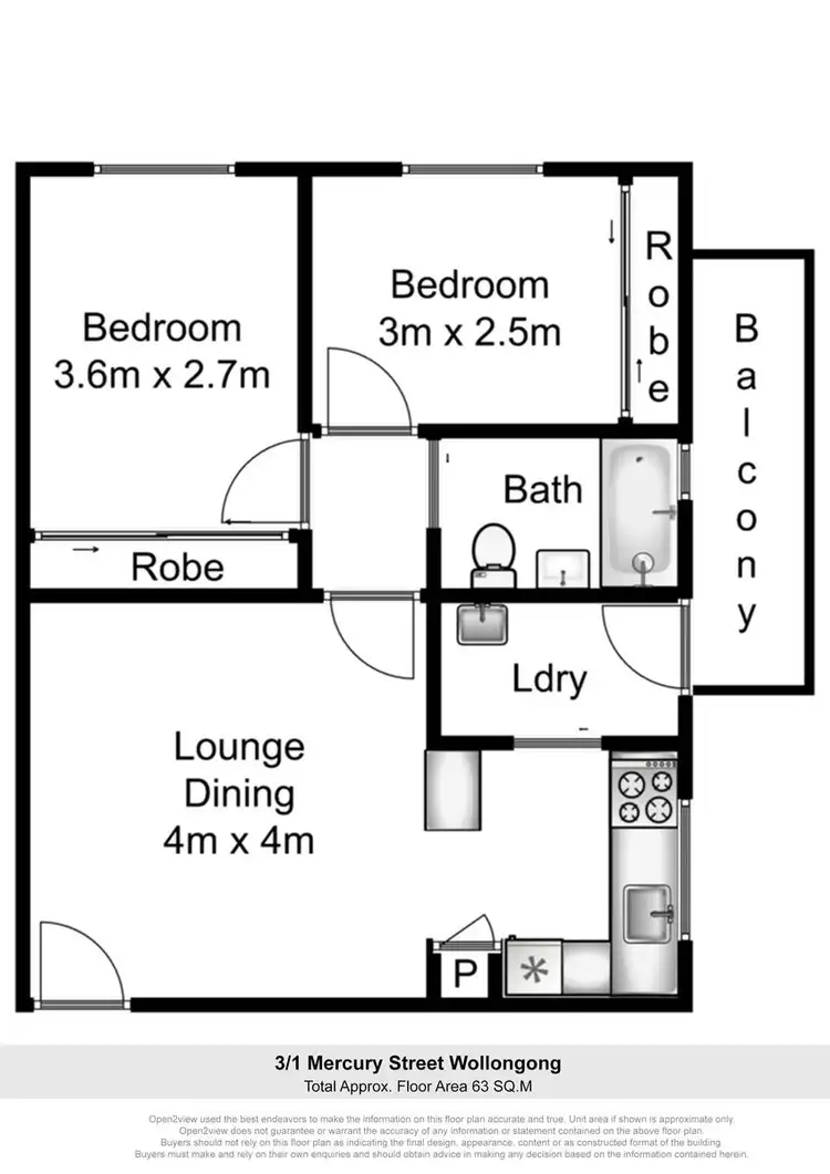 Floorplan of Homely unit listing, 3/1 Mercury Street, Wollongong NSW 2500