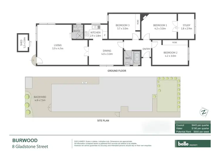 Floorplan of Homely semi-detached listing, 8 Gladstone Street, Burwood NSW 2134