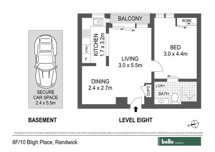 Floorplan of Homely apartment listing, 8F/10 Bligh Place, Randwick NSW 2031