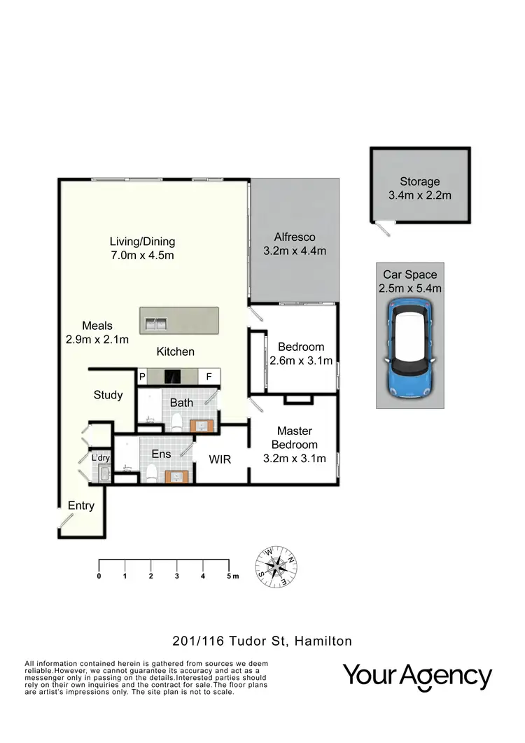 Floorplan of Homely apartment listing, 201/116 Tudor Street, Hamilton NSW 2303