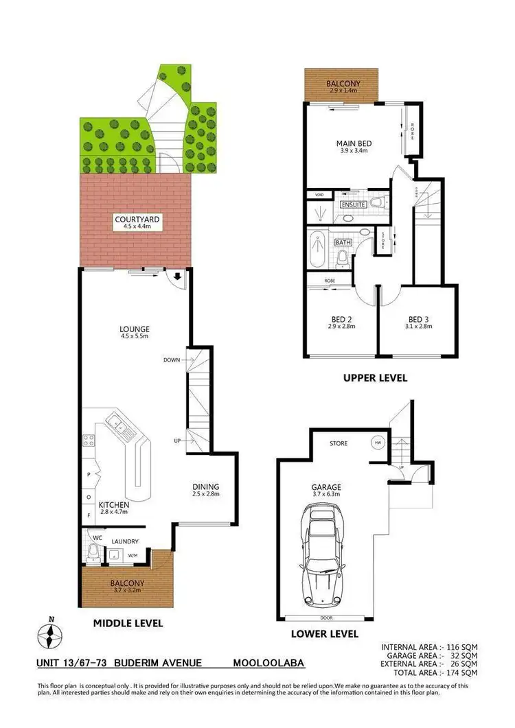 Floorplan of Homely townhouse listing, 13/67-73 Buderim Avenue, Mooloolaba QLD 4557