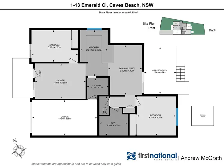 Floorplan of Homely semi-detached listing, 1/13 Emerald Close, Caves Beach NSW 2281