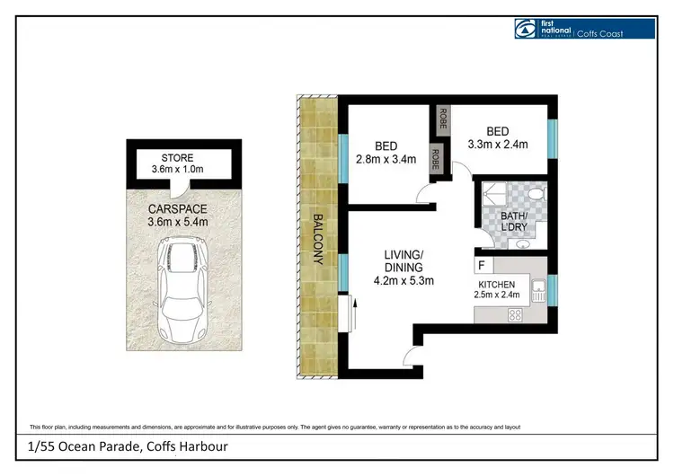 Floorplan of Homely unit listing, 1/55 Ocean Parade, Coffs Harbour NSW 2450