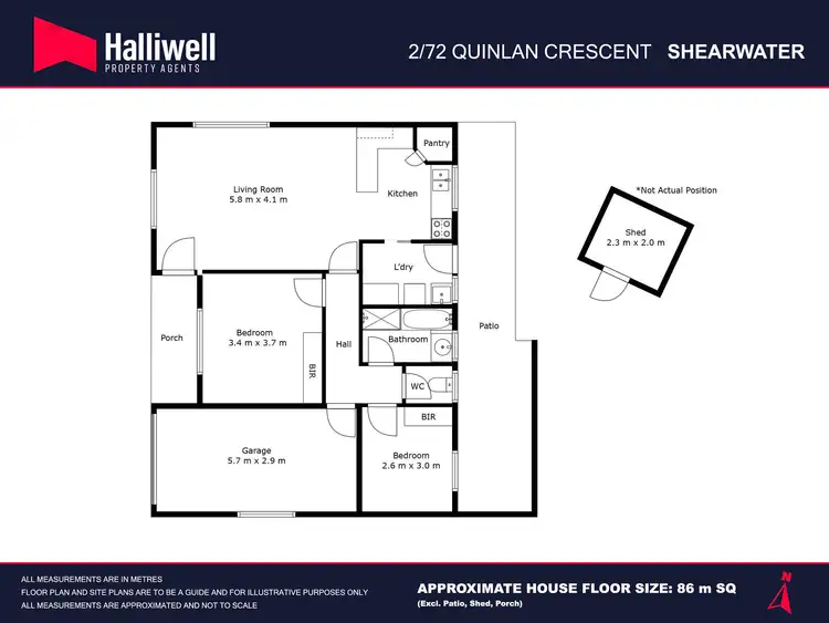 Floorplan of Homely unit listing, 2/72 Quinlan Crescent, Shearwater TAS 7307
