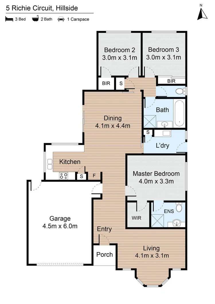 Floorplan of Homely house listing, 5 Richie Circuit, Hillside VIC 3037